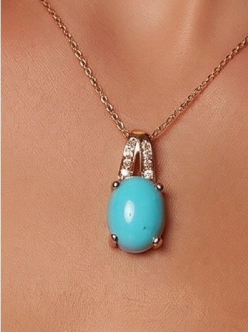 14K Gold Natural Turquoise & Diamond Pendant – LALI